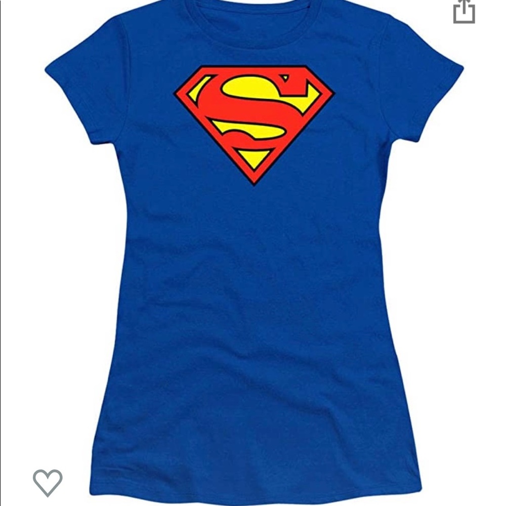 Junior Girls Cap Sleeve Fitted Superman T-Shirt